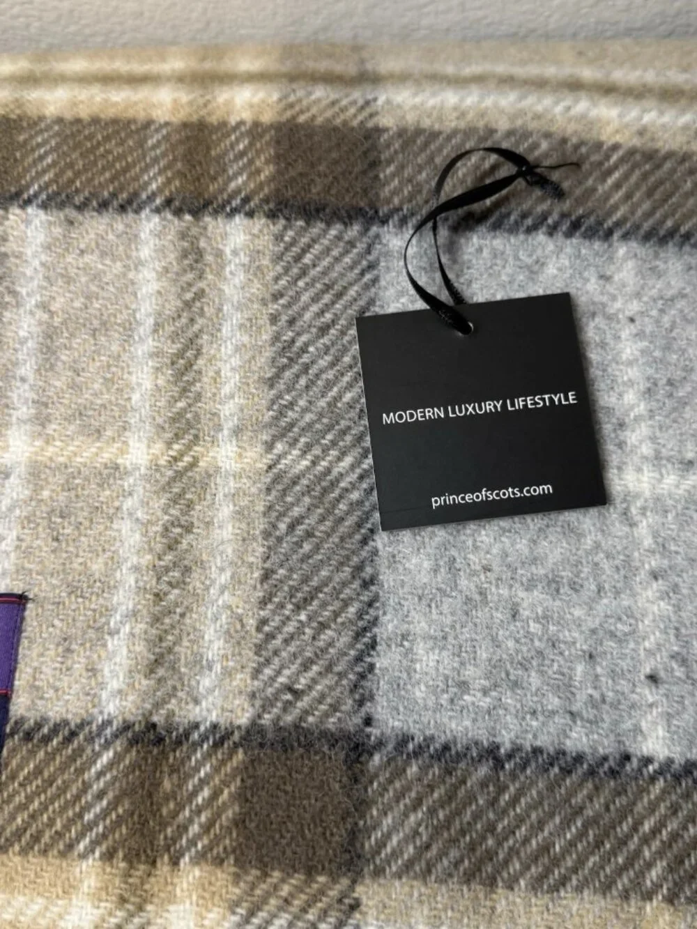 Prince of Scots Highland Tweeds Pure New Wool Fluffy Throw Blanket McKellar -Tan